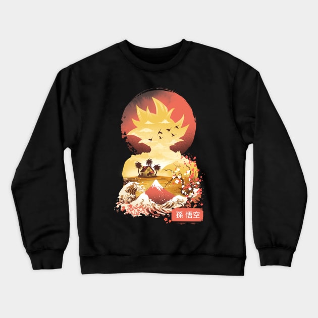 Super Saiyan Sunset Crewneck Sweatshirt by DANDINGEROZZ